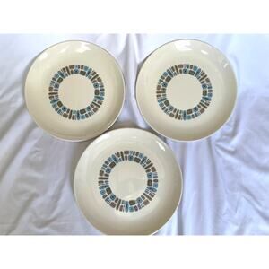 Set of 3 Vintage MCM Temporama Abstract Atomic Canonsburg Pottery 10" Plate Dish